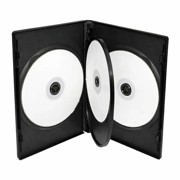 4-Way Black DVD Case – 14mm Spine – 2-Disc Swing Tray